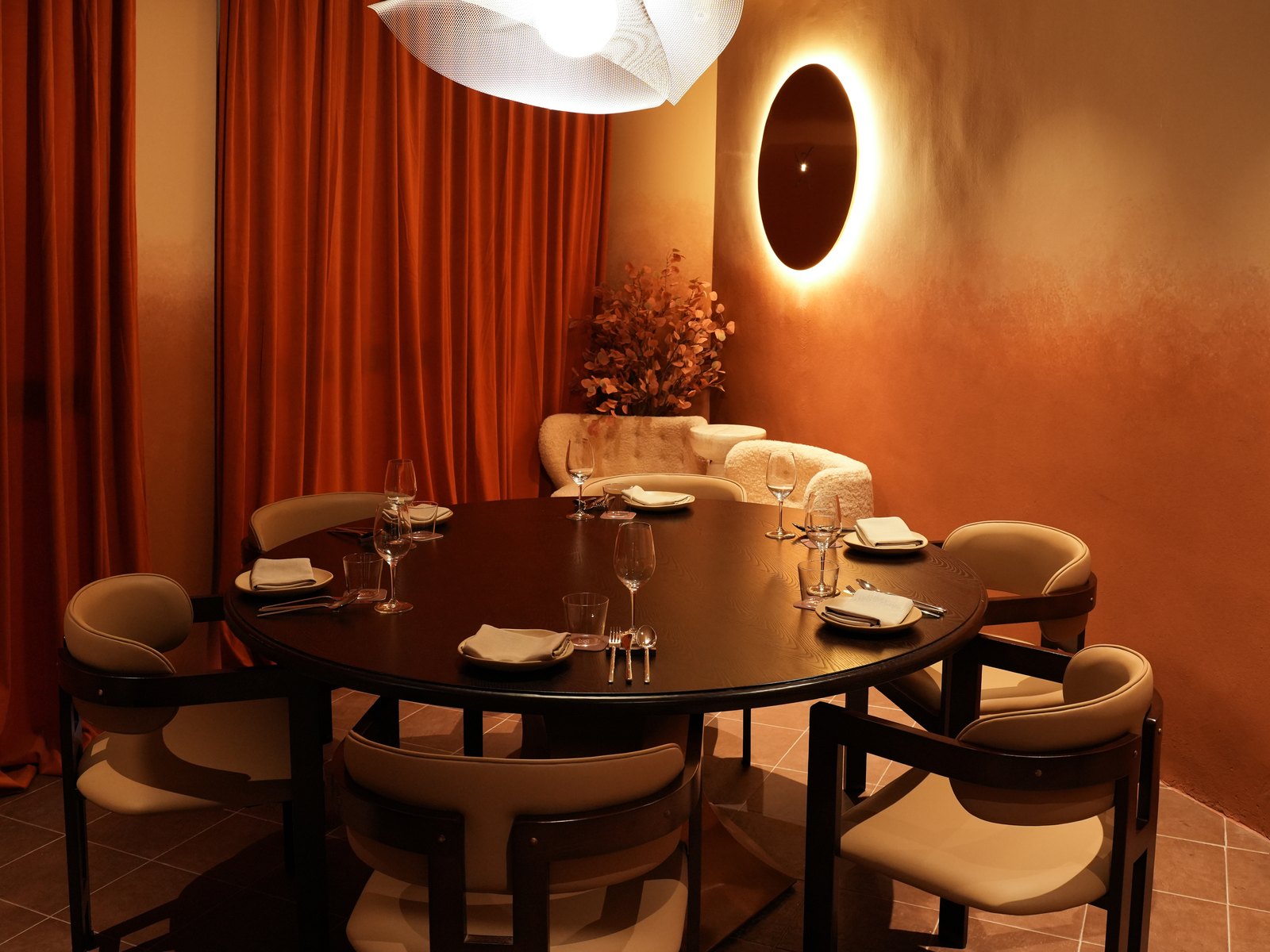 The private dining room set for a celebration